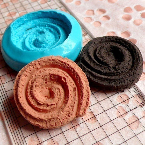 Danish Cookie Mold Round Biscuit 33mm Flexible Silicone Mold Decoden Kawaii Miniature Sweets Mold Polymer Clay Food Jewelry Cabochon MD191