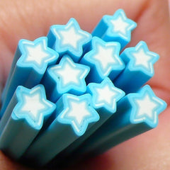 Polymer Clay Cane - Blue Star - for Miniature Food / Dessert / Cake / Ice Cream Sundae Decoration and Nail Art CS05