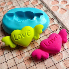 Love Heart with Wing (28mm) Silicone Flexible Push Mold - Miniature Food, Sweets, Jewelry, Charms (Clay, Fimo, Resins, Fondant) MD519