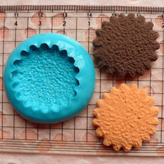 Silicone Mold Flexible Mold - Flower / Scallop Edge Cookie / Biscuit (27mm) Miniature Food, Cupcake, Charms (Resin, Clay, Fimo) MD178