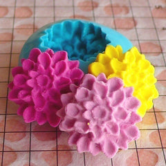 Flower / Pom Pom Chrysanthemum / Dahlia (16mm) Silicone Flexible Push Mold - Jewelry Charms (Clay Fimo Resins Gum Paste Fondant) MD570