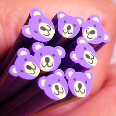 Polymer Clay Cane - Animal - Purple Bear - for Miniature Food / Dessert / Cake / Ice Cream Sundae Decoration and Nail Art CAN031