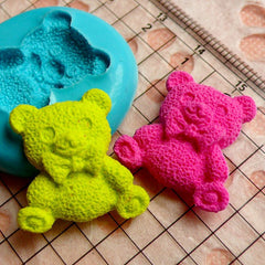 Toy Bear Mold w/ Bow 21mm Flexible Silicone Mold Kawaii Cupcake Topper Fondant Gumpaste Mold Fimo Clay Animal Cabochon Resin Mold MD452