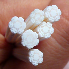 Polymer Clay Cane - Snowflakes / Snow Flakes - for Miniature Food / Dessert / Cake / Ice Cream Sundae Decoration and Nail Art CCH15