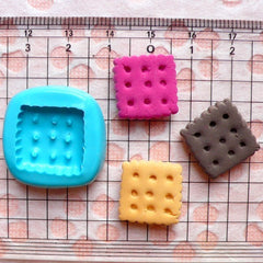 Cookie Mold Square Biscuit 16mm Flexible Silicone Mold Miniature Sweets Deco Mold Fimo Polymer Clay Charms Kawaii Cabochon Resin Wax MD145