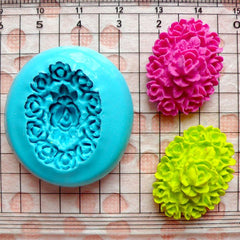 Oval Flower / Rose Cameo (25mm) Silicone Flexible Push Mold - Miniature Food, Sweets, Jewelry, Charms (Clay, Fimo, Gum Paste, Fondant) MD612