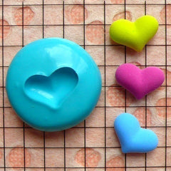 Puffy Heart (13mm) Silicone Flexible Push Mold - Jewelry, Charms, Cupcake (Clay, Fimo, Casting Resins, Epoxy, Wax, Soap, Fondant) MD500