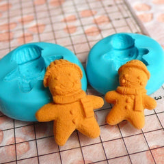 Silicone Mold Gingerbread Man w/ Scarf 2pcs 17,20mm Miniature Food Kawaii Deco Sweets Fimo Polymer Clay Charms Resin Flexible Mold MD263-264