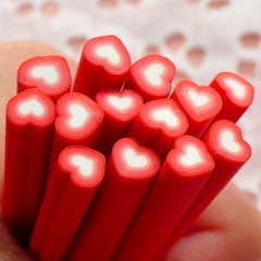 Red Heart Fimo Cane Love Polymer Clay Cane (Cane or Slices) Valentines Day Decor Card Embellishment Wedding Supplies Tiny Table Scatter CH01