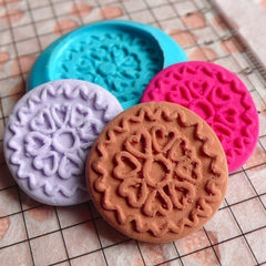 Round Cookie Mold Biscuit Mold 21mm Silicone Flexible Mold Dollhouse Miniature Sweets Fimo Polymer Clay Mold Kitsch Cabochon Mold MD735