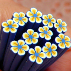 Dark Blue Flower Polymer Clay Cane Nail Art Deco Scrapbooking Kawaii Mini Fimo Flower Cane Decoden Cane CFW040