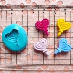 Heart Shaped Lollipop (16mm) Silicone Flexible Push Mold - Miniature Food, Sweets, Jewelry, Charms (Clay Fimo Resin Epoxy Wax Fondant) MD719