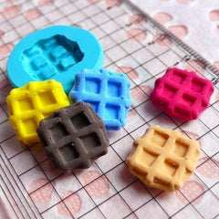 Waffle (14mm) Silicone Flexible Push Mold - Miniature Food, Jewelry, Charms, Cupcake (Clay Fimo Resin Wax Soap Gum Paste Fondant) MD305