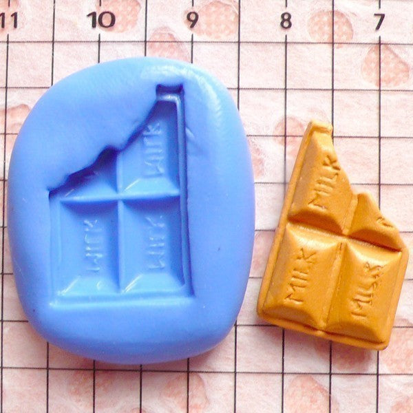 Miniature Mold Bitten Milk Chocolate Bar 21mm Flexible Silicone Mold Deco Kawaii Sweets Fimo Polymer Clay Jewelry Charms Cabochon DIY MD355