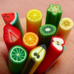 Polymer Clay Cane Fruit Assorted Canes Mix 10 pcs 2.5cm Long Mini Miniature Sweets Deco Kawaii Cupcake Fruit Tart Fimo Cane Nail Art  CMX039
