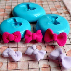 Set of 3 Tiny Bow Bowtie (10mm to 13mm) Silicone Flexible Push Mold - Jewelry, Charms, Cupcake (Clay, Fimo, Sculpey, Resin, Fondant) MD466