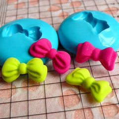 Set of 2 Ribbon / Bow (13mm and 14mm) Silicone Flexible Push Mold - Miniature Food, Sweets, Jewelry, Charms (Clay Fimo Resin Fondant) MD728