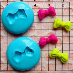 Set of 2 Ribbon / Bow (13mm and 14mm) Silicone Flexible Push Mold - Miniature Food, Sweets, Jewelry, Charms (Clay Fimo Resin Fondant) MD728