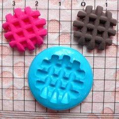 Waffle Mold 19mm Silicone Flexible Mold Decoden Mold Kawaii Miniature Sweets Fimo Polymer Clay Food Jewelry Cabochon Charms Push Mold MD725