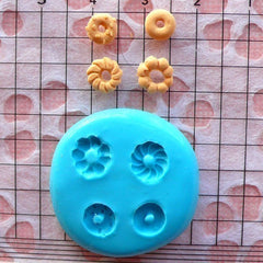 Kawaii Tiny Donut / Doughnut Set (6-7mm) Silicone Flexible Mold - Miniature Food, Sweets, Jewelry, Charms (Clay, Fimo, Fondant) MD136