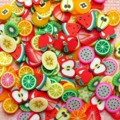 Fimo Fruits Polymer Clay Cane Slices Mix Kawaii Miniature Sweets Decoden Scrapbooking Nail Art Decoration (150pcs) CMX002