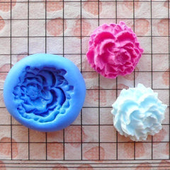 Flower / Peony (16mm) Silicone Flexible Push Mold - Jewelry, Charms, Cupcake (Clay Fimo Premo Casting Resin Epoxy Fondant Gum Paste) MD565