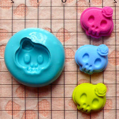 Skeleton / Skull with Rose (13mm) Silicone Flexible Push Mold - Miniature Sweets, Jewelry, Charms (Clay Fimo Resins Gum Paste Fondant) MD670
