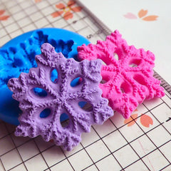Snowflake (27mm) Silicone Flexible Push Mold - Jewelry, Charms, Cupcake (Clay, Fimo, Premo, Casting Resins, Epoxy, Gum Paste, Fondant) MD677