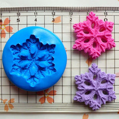 Snowflake (27mm) Silicone Flexible Push Mold - Jewelry, Charms, Cupcake (Clay, Fimo, Premo, Casting Resins, Epoxy, Gum Paste, Fondant) MD677