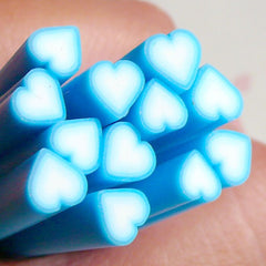 Heart Shape Polymer Clay Cane Sky Blue Light Blue Heart Fimo Cane (Cane or Slices) Nail Decoration Card Making Kawaii Embellishment CH16