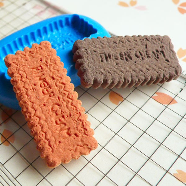 Cookie Biscuit Mold Long 30mm Flexible Silicone Mold Decoden Mold Kawaii Miniature Sweets Fimo Polymer Clay Food Jewelry Cabochon Wax MD183