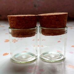 Small Terranium Glass Bottles with Corks (25mm x 22mm / 5ml / 2pcs) Mini Glass Jar Glass Vile Glass Vial Whimsical Pendant Charm DIY MC20