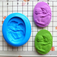 Mother and Child Cameo (25mm) Silicone Flexible Push Mold - Jewelry, Charms, Cupcake (Clay, Fimo, Casting Resins, Wax, Fondant) MD627