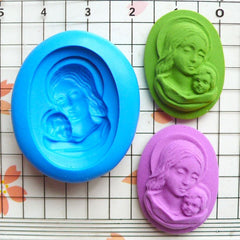 Madonna and Child Cameo (25mm) Silicone Flexible Push Mold - Jewelry, Charms, Cupcake (Clay Fimo Casting Resins Epoxy Wax Fondant) MD628