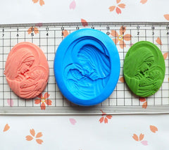Silicone Cameo Butter Mold 38mm Madonna and Child Cameo Flexible Mold Scrapbooking Fimo Polymer Clay Fondant Gumpaste Jewelry Making MD643