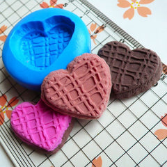 Flexible Mold Silicone Mold - Heart Cookie / Biscuit (24mm) Miniature Food, Sweets, Jewelry, Charms (Clay, Fimo, Resin, Fondant) MD200