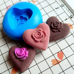 Kawaii Cabochon Mold Heart Chocolate Rose 15mm Flexible Silicone Mold Miniature Sweets Deco Fimo Polymer Clay Charms Resin Wax Fondant MD364