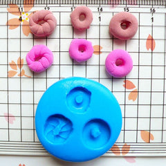Donut / Doughnut (3 pcs) (9 to 10mm) Silicone Mold Flexible Mold - Miniature Food, Cupcake, Jewelry, Charms (Resin Clay Fimo Fondant) MD247