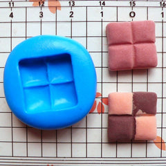 Square Checkerboard Cookie / Biscuit (16mm) Silicone Flexible Push Mold - Miniature Food, Sweets, Jewelry, Charms (Clay Fimo Fondant) MD163