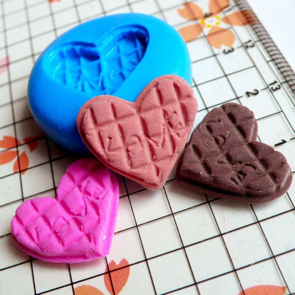 Decoden Mold Heart Love Cookie Chocolate 17mm Flexible Silicone Mold Miniature Sweets Deco Fimo Polymer Clay Charms Kawaii Cabochon MD366