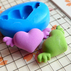 Puffy Heart with Wing (26mm) Silicone Flexible Push Mold - Jewelry, Charms, Cupcake (Clay, Fimo, Resin, Epoxy, Wax, GumPaste, Fondant) MD518