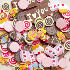 Miniature Sweets Polymer Clay Cane Mix Swiss Roll Ice Cream Cupcake Gingerbread Man Slices Fimo Cane Nail (120 pcs) (by random) CMX011