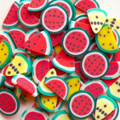 Polymer Clay Fimo Cane Watermelon Slices Mix 6 designs Miniature Sweets Decoden Kawaii Fruit t  Nail Art Scrapbooking (60pcs) CMX030