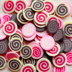 Fimo Cake Cane Polymer Clay Cane Chocolate Strawberry Swiss Roll Polymer Clay Slices Mix Mini Sweets Nail Art Decoration (75 pcs) CMX013