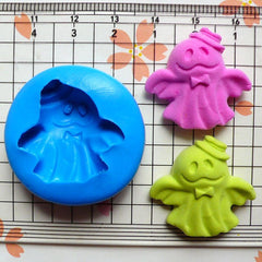 Halloween Mold Ghost w/ Hat (25mm) Flexible Silicone Mold Fimo Polymer Clay Jewelry Charms Cabochon Resin Wax Gum Paste Fondant Mold MD790