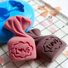 Silicone Mold Flexible Mold - Love Candy / Chocolate Gift Bag (20mm) Miniature Food, Sweets, Jewelry, Charms (Clay Fimo Resin Fondant) MD369