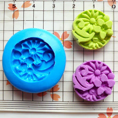 Chrysanthemum Round Cameo Mold Flower Mold 21mm Flexible Silicone Mold Flower Jewelry Mold Fimo Clay Mold Flower Cabochon Resin Mold MD828