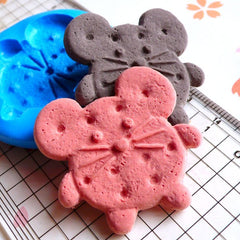 Silicone Mold Flexible Mold Mouse Cookie Biscuit Mold 34mm Decoden Kawaii Sweets Fimo Polymer Clay Food Jewelry Cabochon Push Mold MD651