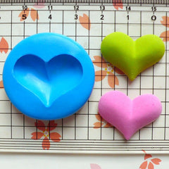 Puffy Heart (25mm) Silicone Flexible Push Mold - Jewelry, Charms, Cupcake (Clay Fimo Casting Resins Epoxy Wax Soap Gum Paste Fondant) MD512