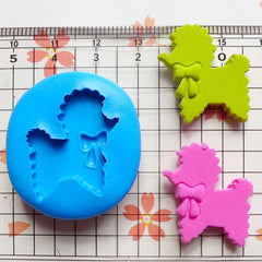 Poodle / Dog with Ribbon (24mm) Silicone Flexible Push Mold Cupcake Jewelry Charms (Clay, Fimo, Resin, Epoxy, Wax, Fondant, Gum Paste) MD788